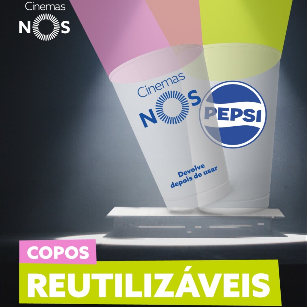 Copos reutilizáveis no Cinema NOS do Arena Shopping